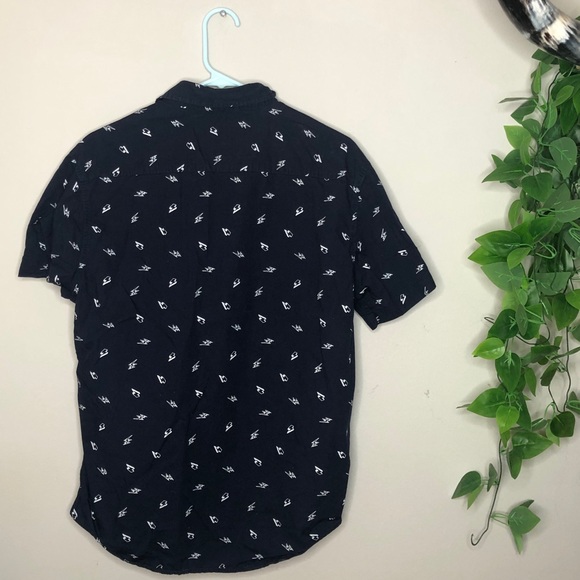 Mens San Francisco Work Shirt Lightning Bolt Navy Blue Dress Button Up Shirt - Picture 4 of 4